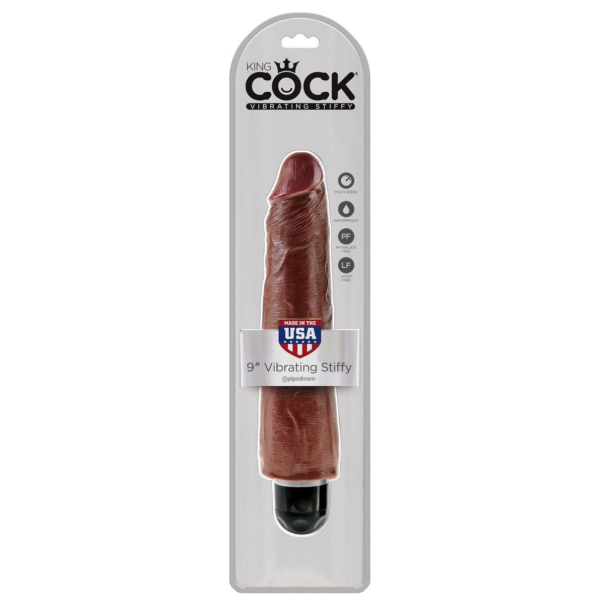 Коричневый вибратор-реалистик 9  Vibrating Stiffy - 27,9 см.