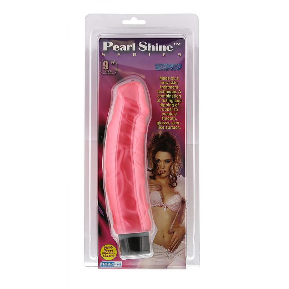 Розовый вибратор-реалистик с богатым рельефом поверхности PEARL SHINE 9 VIBRATOR - 22,8 см.