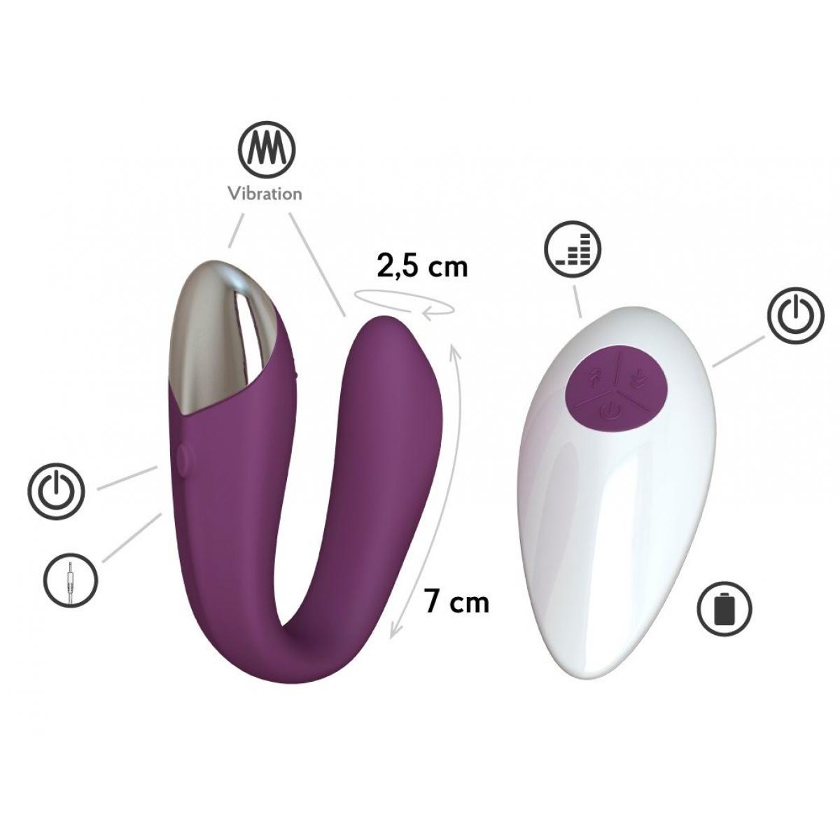 Фиолетовый вибратор для пар Fera с пультом ДУ
