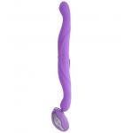 Фиолетовый двусторонний вибратор PREMIUM RANGE VIBRATING DOUBLE DONG - 33 см.