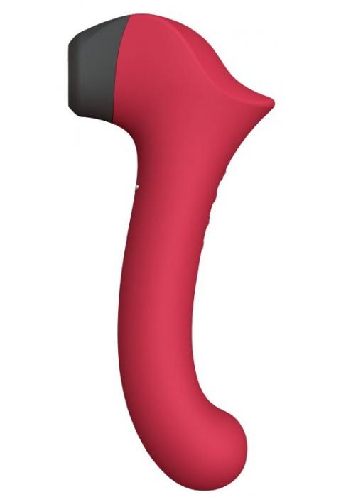 Бордовый вакуумный вибростимулятор с нагреваемой ручкой Halo 2 - 22,5 см.
