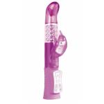 Фиолетовый перезаряжаемый вибратор Rechargeable Dolphin с дельфинчиком - 22 см.