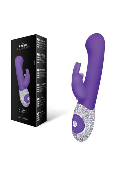 Фиолетовый вибромассажёр The G-spot Rabbit с украшенной стразами рукоятью - 22 см. Фиолетовый вибромассажёр The G-spot Rabbit с украшенной стразами рукоятью - 22 см.