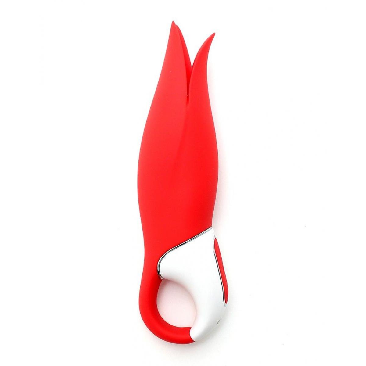 Красный вибратор Power Flower с лепестками - 18,8 см.