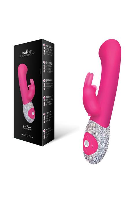 Розовый вибромассажёр The G-spot Rabbit с украшенной стразами рукоятью - 22 см. Розовый вибромассажёр The G-spot Rabbit с украшенной стразами рукоятью - 22 см.