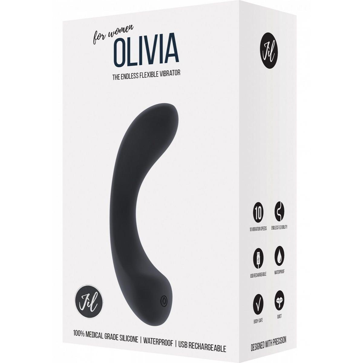 Чёрный гнущийся вибратор Olivia - 15,6 см.