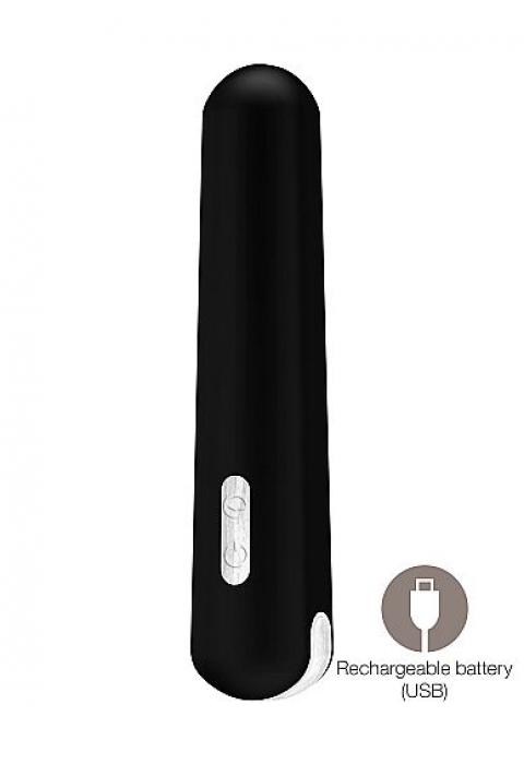 Гладкий чёрный вибромассажер Miki - 16,2 см.
