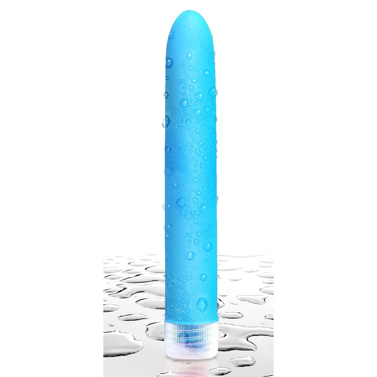 Неоново-голубой вибратор Neon Luv Touch Vibe - 17 см.