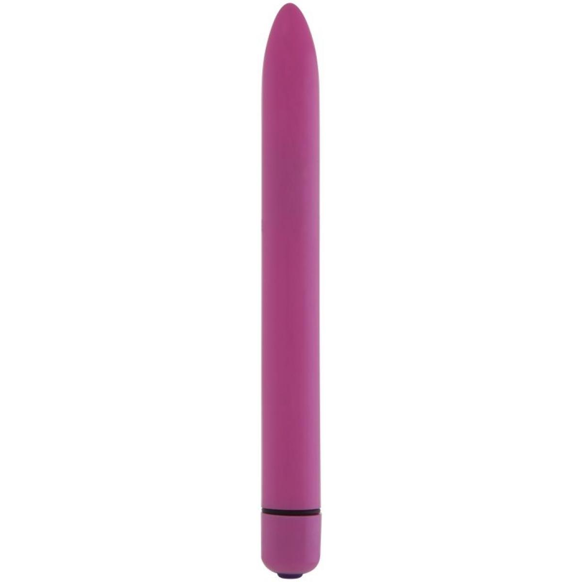 Розовый тонкий вибратор GC Slim Vibe - 16,5 см.
