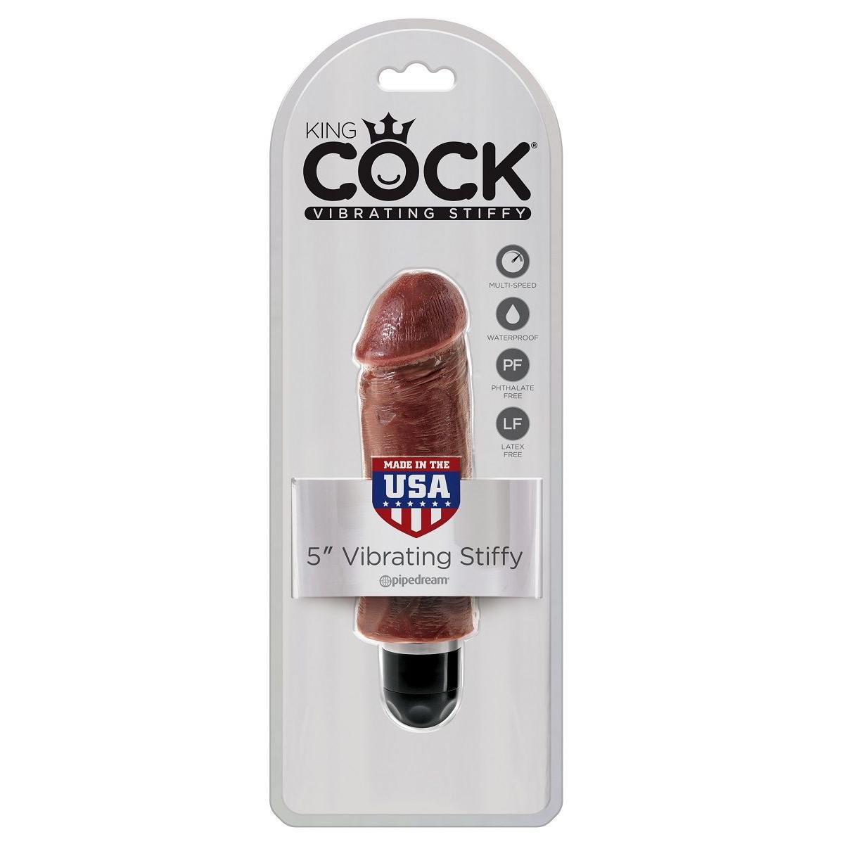 Коричневый вибратор-реалистик 5  Vibrating Stiffy - 16,5 см.