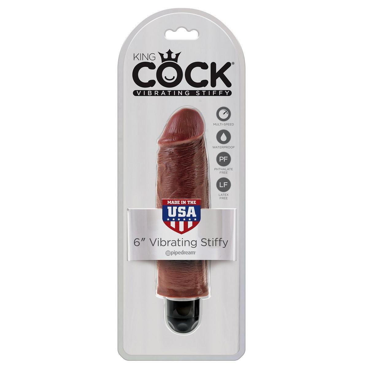 Коричневый вибратор-реалистик 6  Vibrating Stiffy - 17,8 см.