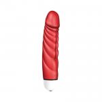 Красный вибратор с рёбрышками Mr. Big Intense - 18,4 см.