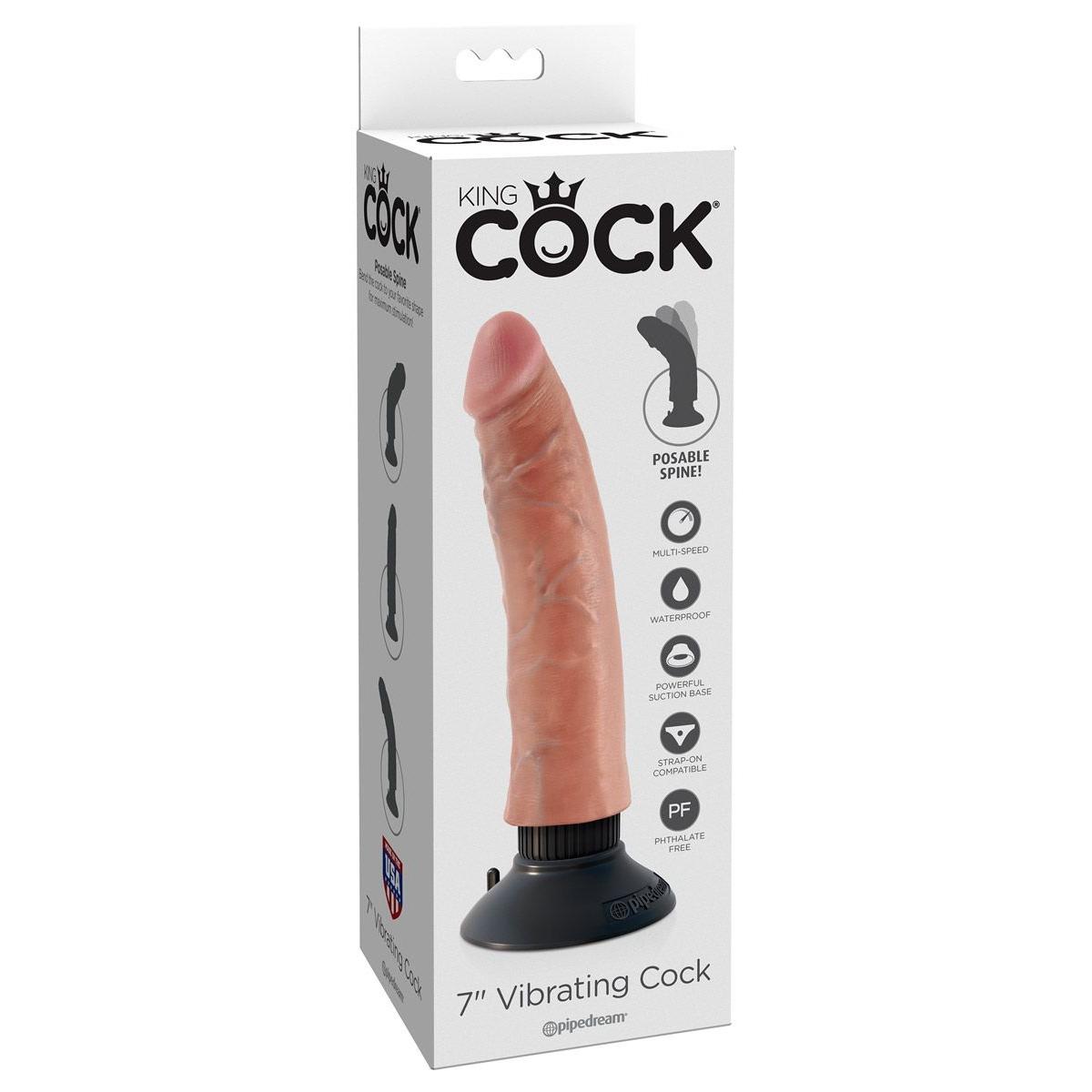 Вибромассажер телесного цвета 7  Vibrating Cock - 20 см.