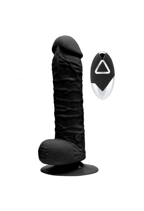 Чёрный реалистик на присоске и с пультом ДУ PURRFECT SILICONE DELUXE REMOTE VIBE 7IN - 18 см. Чёрный реалистик на присоске и с пультом ДУ PURRFECT SILICONE DELUXE REMOTE VIBE 7IN - 18 см.