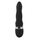 Чёрный перезаряжаемый вибратор с клиторальным отростком Blacky - 21 см.