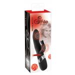 Чёрный перезаряжаемый вибратор с клиторальным отростком Blacky - 21 см.
