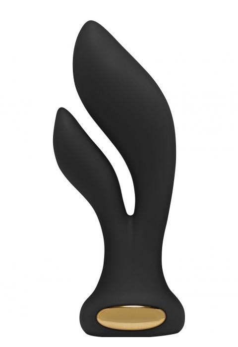 Черный вибромассажёр Aura Double Stimulator - 14,5 см. Черный вибромассажёр Aura Double Stimulator - 14,5 см.