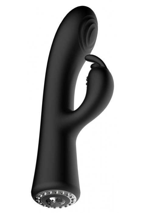 Черный вибромассажер-кролик Lux - 20 см.