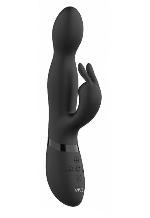 Черный вибромассажер-кролик Niva - 21,5 см.
