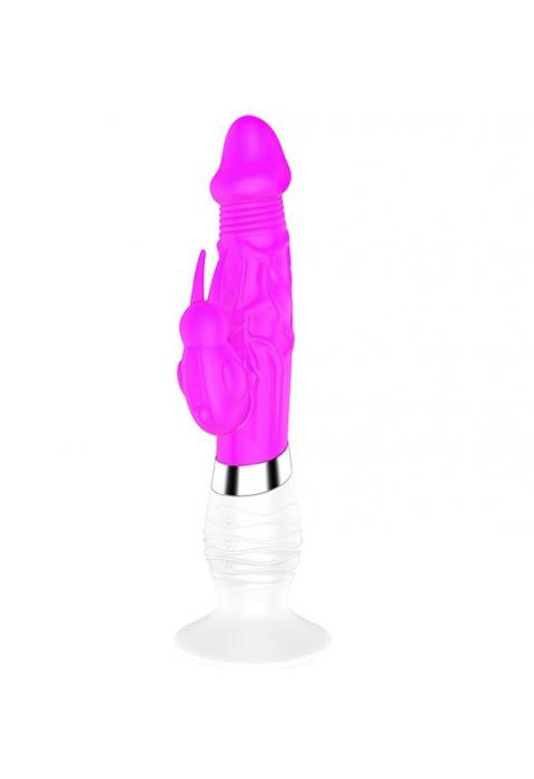 Фиолетовый вибратор BELLA с клиторальным стимулятором - 26 см.