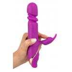 Фиолетовый вибратор с клиторальным стимулятором Julie Lovetoys - 21,5 см.