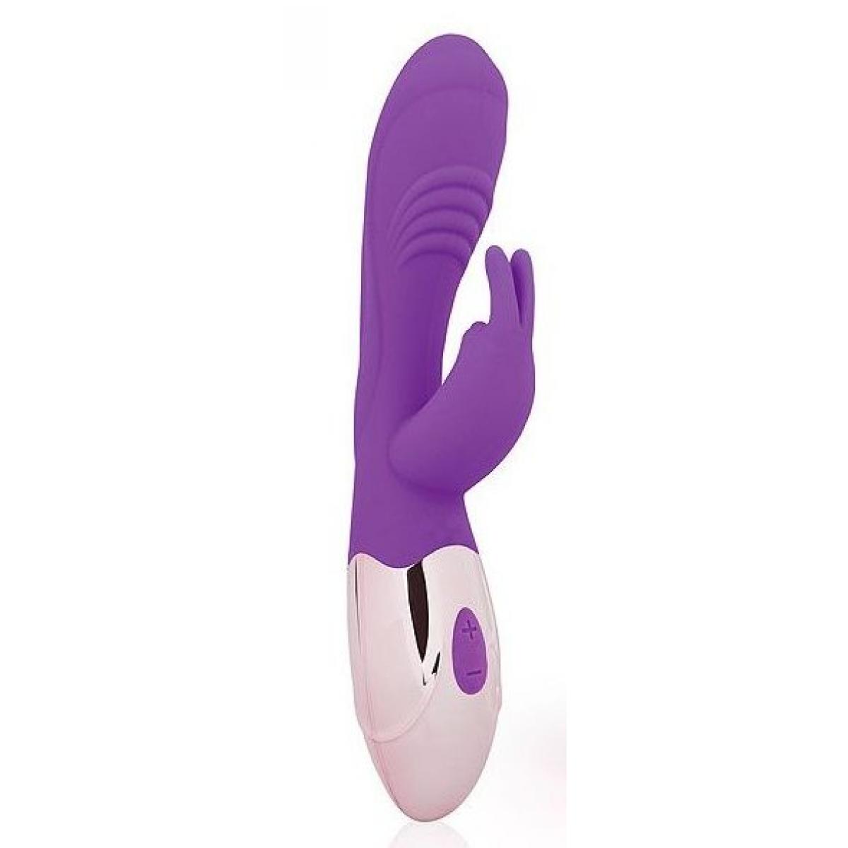 Фиолетовый вибромассажер с клиторальным зайчиком