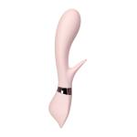Нежно-розовый вибратор с клиторальным стимулятором Sinjoys CAT Vivi - 21,7 см.