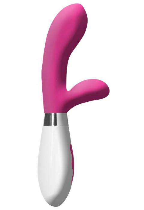 Розовый перезаряжаемый вибратор-кролик Achilles - 21 см.
