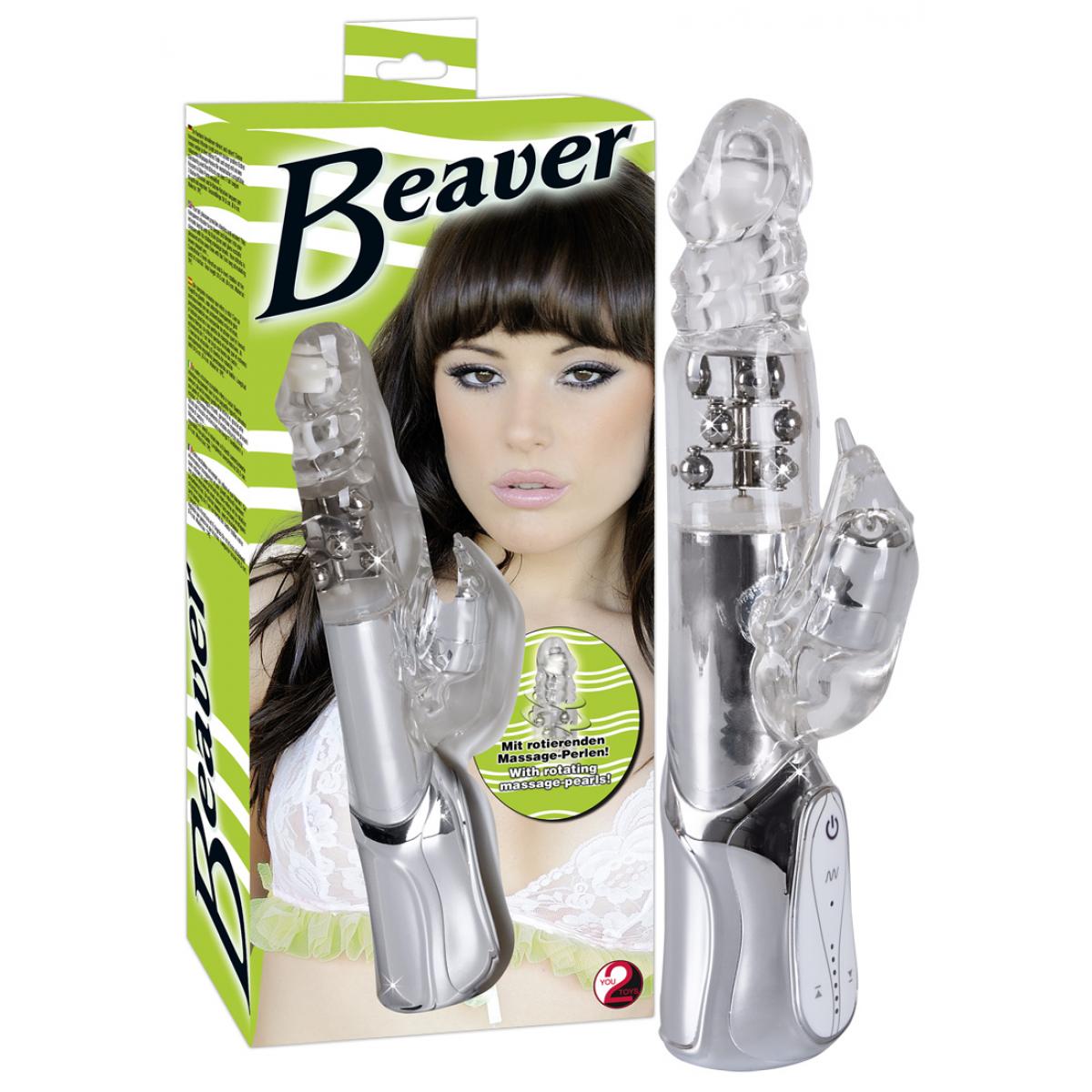 Вибратор Eclipse Beaver с бусинами - 24,5 см.