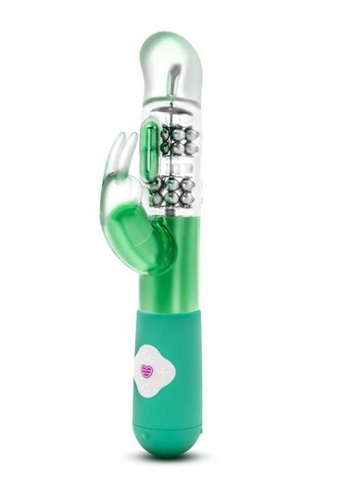 Зелёный вибромассажер с клиторальной стимуляцией Emerald G Rabbit - 26 см. Зелёный вибромассажер с клиторальной стимуляцией Emerald G Rabbit - 26 см.