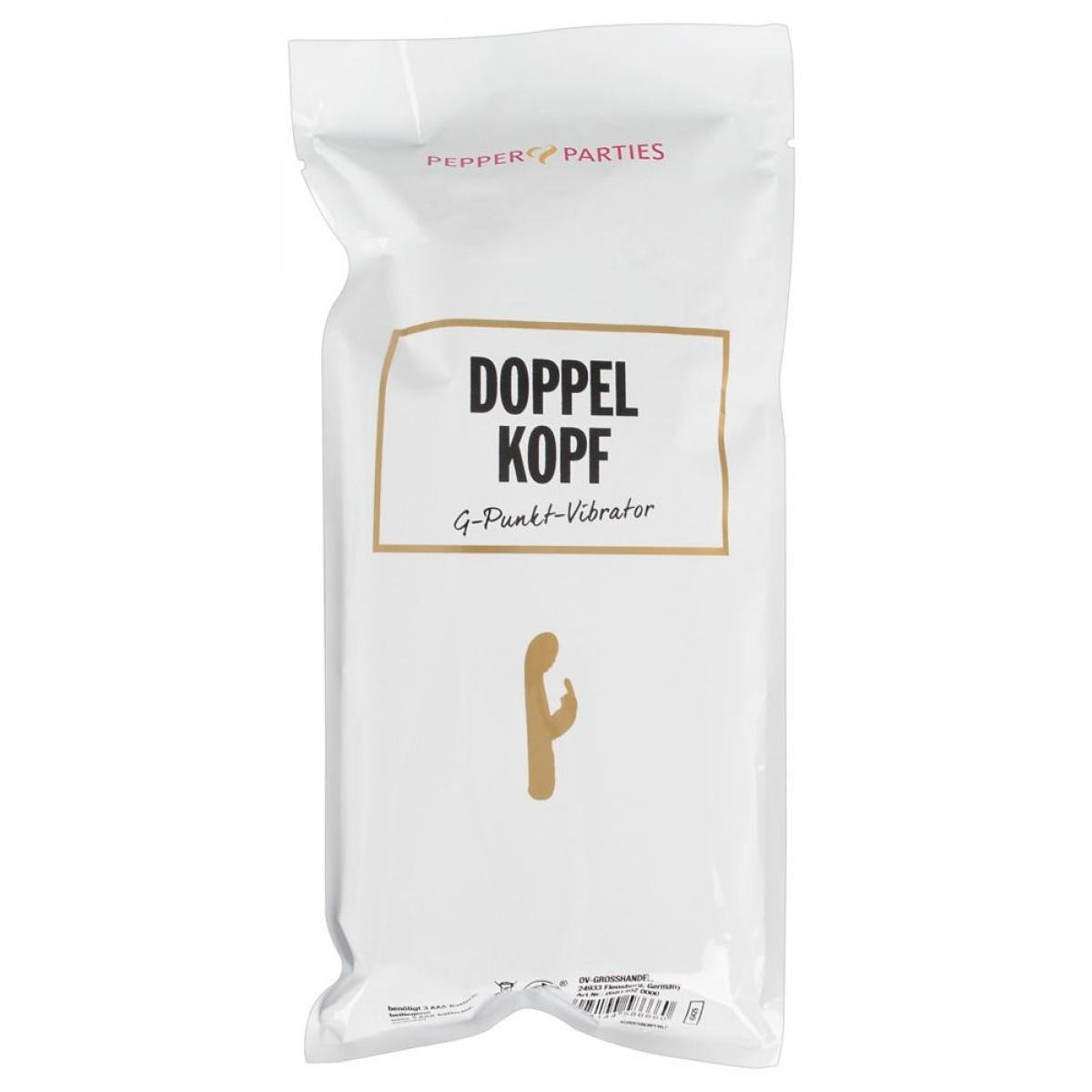 Бирюзовый вибратор-кролик Doppelkopf - 22 см.