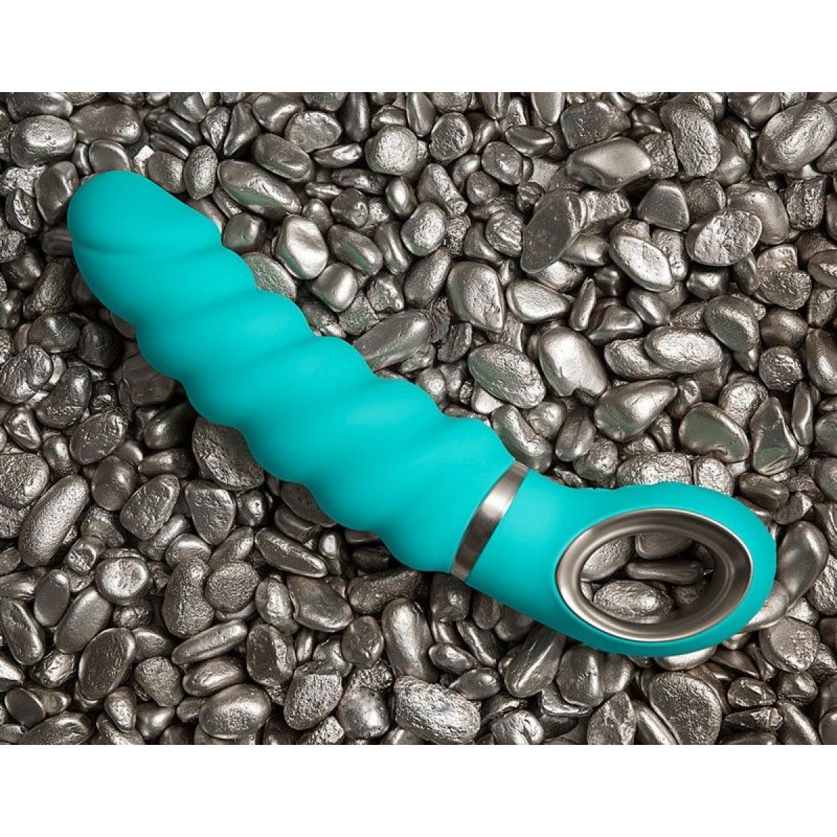 Бирюзовый витой вибратор Fun Toys  Gjack 2 - 22 см.