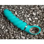 Бирюзовый витой вибратор Fun Toys  Gjack 2 - 22 см.