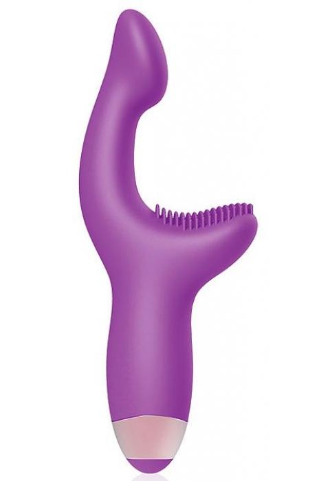 Фиолетовый G-вибромассажер с покрытым шипами выступом