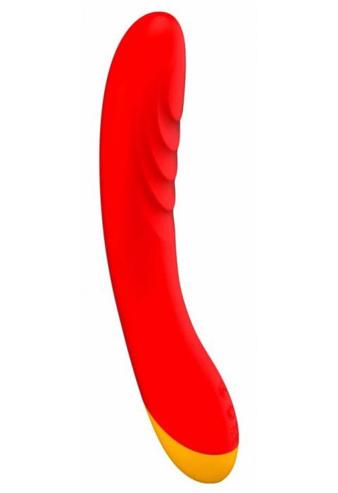 Красный изогнутый вибромассажер Romp Hype G-Spot - 21 см.