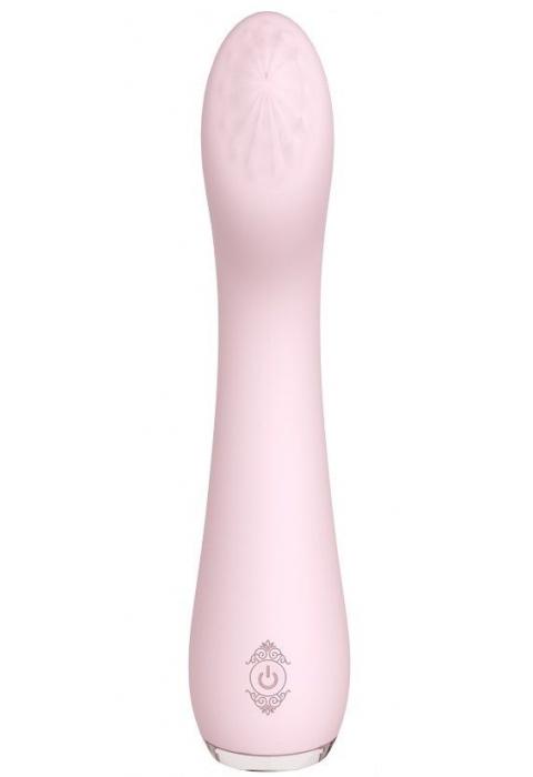 Нежно-розовый вибратор LISA с рельефной головкой - 19,3 см.