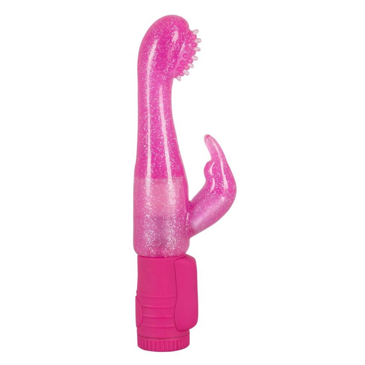 Розовый G-стимулятор с клиторальный отростком Rotating G-spot Rabbit - 25 см.