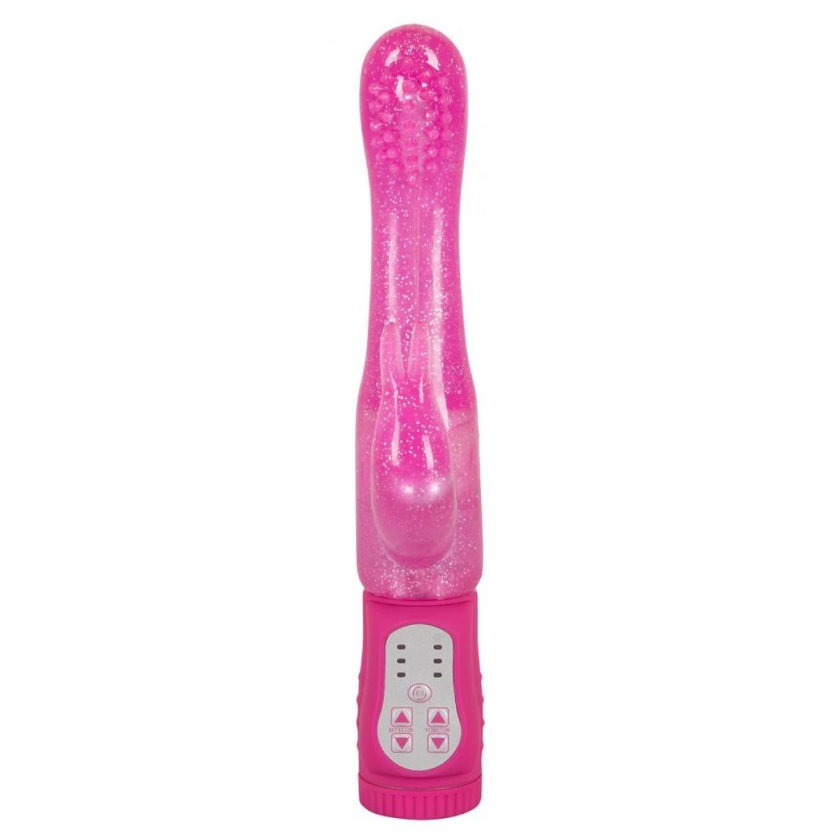 Розовый G-стимулятор с клиторальный отростком Rotating G-spot Rabbit - 25 см.