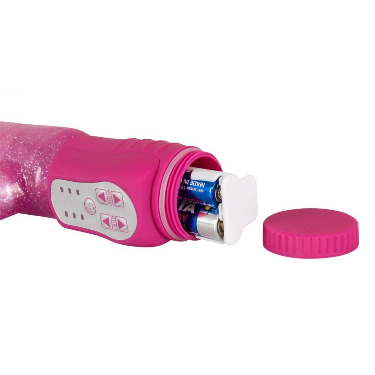 Розовый G-стимулятор с клиторальный отростком Rotating G-spot Rabbit - 25 см.