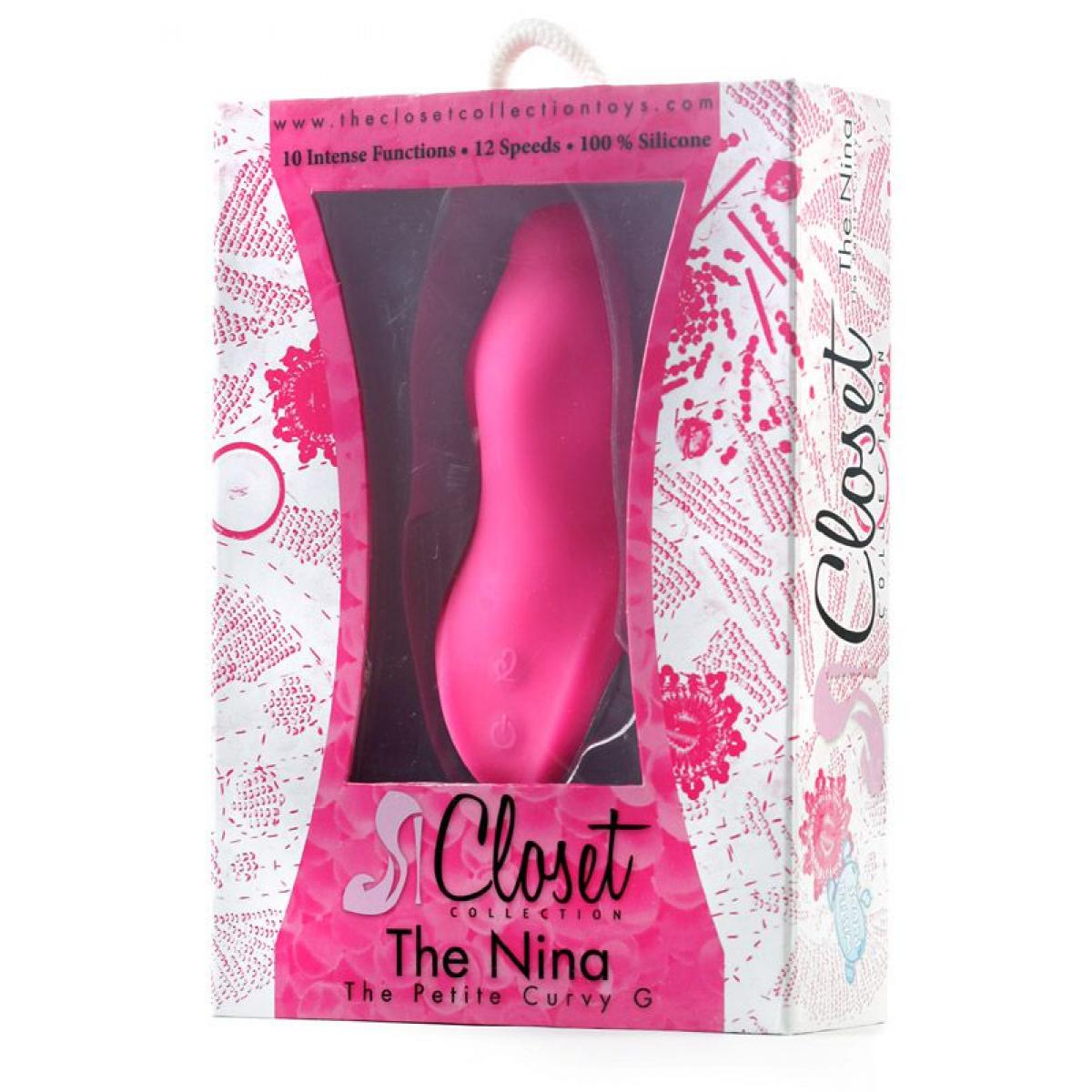 Розовый вибромассажёр THE NINA CURVY G - 13,4 см.