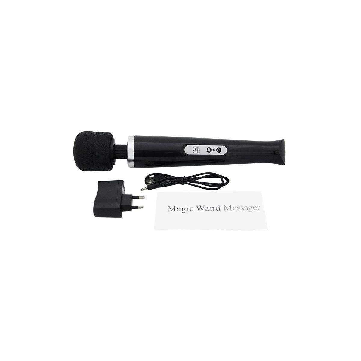 Чёрный беспроводной массажер Magic Wand с 10 режимами