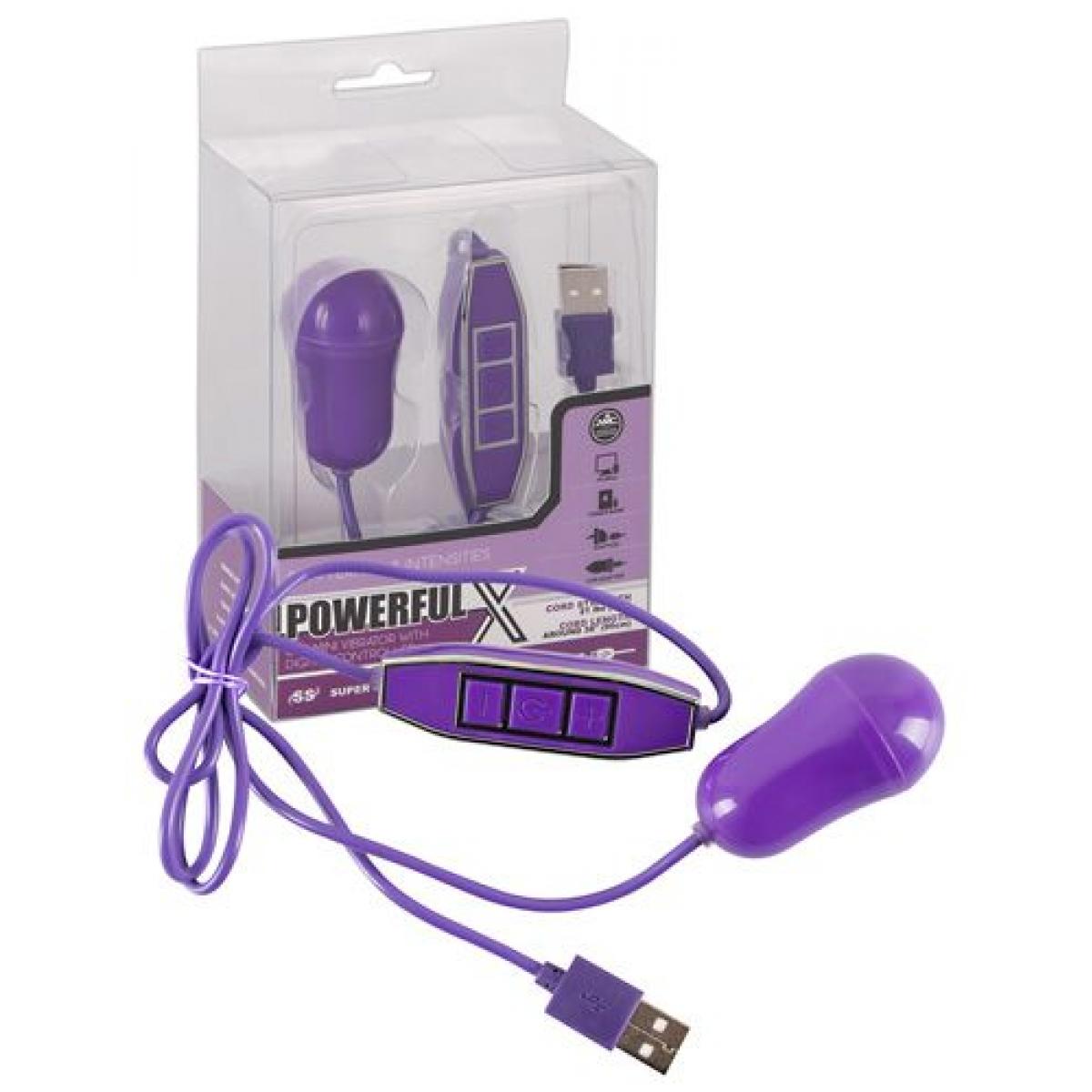 Фиолетовое виброяйцо с питанием от USB Powerful X 