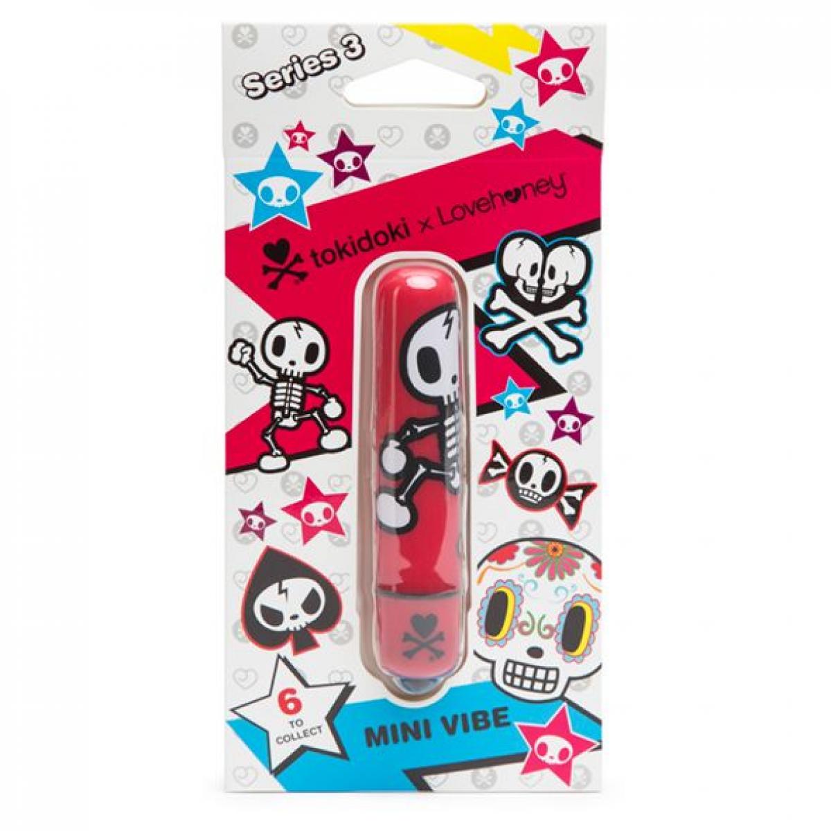 Красная вибропуля с забавным принтом MINI BULLET VIBRATOR JOLLY ROGER