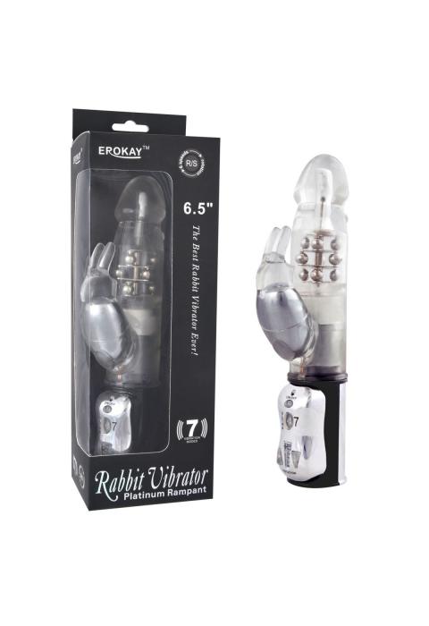 Вибратор Classicle Rabbit Silver с ротацией - 24 см.