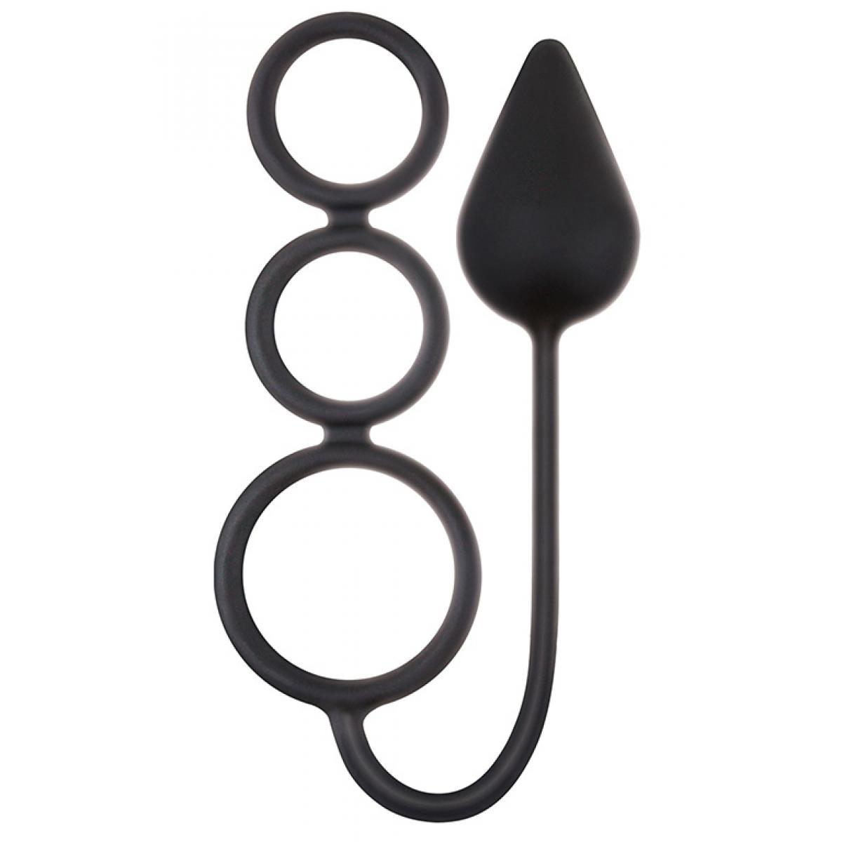 Анальная пробка Renegade 3 Ring Circus Medium Black с эрекционными кольцами