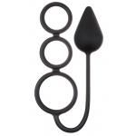 Анальная пробка Renegade 3 Ring Circus Medium Black с эрекционными кольцами