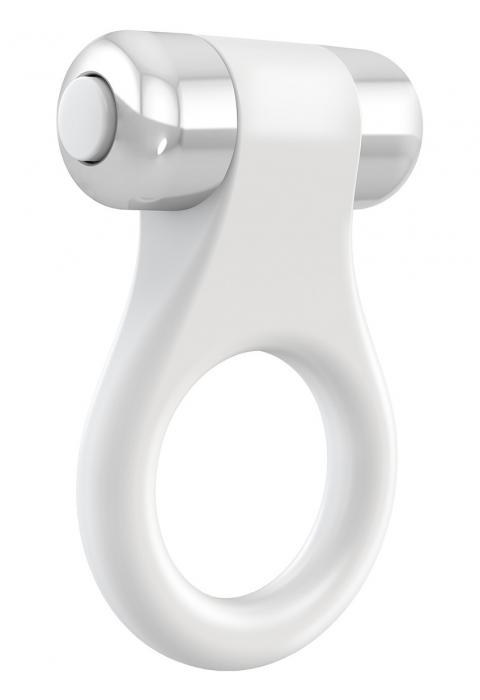 Белое эрекционное кольцо с вибрацией B1