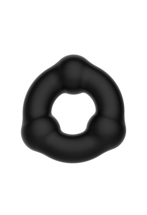Черное эрекционное кольцо с 3 шариками