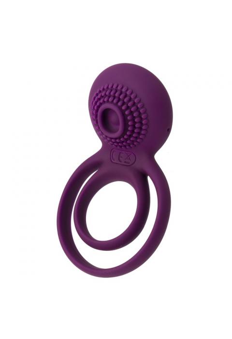 Фиолетовое эрекционное виброкольцо Tammy с подхватом мошонки 