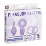 Комплект из 3 фиолетовых эрекционных колец и контроллера вибрации NEON PLEASURE STATION